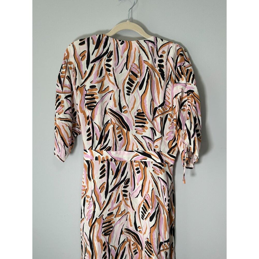 BA&SH Womens Baby Pink Tabb Printed Crepe Midi Wrap Robe Tabby Dress Size Medium - Picture 6 of 12